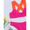 Menas de banho feminina Sexy Splicing Splicing Mid Sintar Cross Back Bikini Feminino Mulheres Mulheres Duas Pieces Conjunto Bather Arme de Bathing Swim K3128