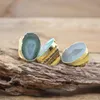 ウェディングリングナチュラルグリーンエージェスドゥージーリサイズ可能な生の宝石Quartz Geode Drusy Band Ring Party Women Jewelry DropqC41211158517