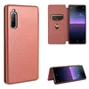 Carbon Fiber For Sony Xperia 5 1 II 10 III Lite Cases Magnetic Book Stand Card Wallet Leather Protectione Xperia 1 10 IV Cover