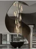 Luxury Staircase LED Chandelier Gold Large Hallway Lobby Crystal Lamps Hanging Fixture Home Decor Lighting