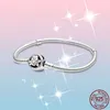 Femme Pulseira Bracelet en argent sterling 925 émail blanc marguerite fleur serpent chaîne bracelets bracelets femmes fabrication de bijoux cadeau de dame avec boîte d'origine