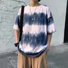 メンズTシャツGradient Coller Tie Dye Tシャツ夏原宿スタイル半袖シャツ緩いシャツと多用途の5点スリーブ潮