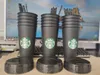 Starbucks Denizkızı Tanrıça 24oz/16oz 473ml 710ml Plastik Kupalar Tumbler Yeniden Kullanılabilir Açık İçme Düz Alt Sütun Şekli Kapak Saman Kupaları Kupa
