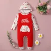 Vår Höst Halloween Baby Romper Långärmad Hooded Christmas Toddler Jumpsuits One Piece Striped Plaid Bodysuits Kläder M3730