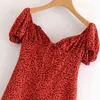 Vintage bohemian dress elegant sexy red mini casual short sleeve club party es Korean fashion boho beach vestidos 210521
