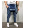 Fashion Mens Ripped Jeans Jumpsuits Street Distressed Hole Denim Bib Overalls for Man Suspender Pants Trousers Size S-3XL