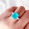 GZ Brazilian Paraiba Tourmaline Gemstones Women genuine 925 Sterling Silver White Rhodium Ring for engagement Size 4 10 210330