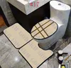 Brand Bath Mats 3 Pcs Set Trendy Printed Toilet Cover Mat Home Bathroom Flannel Carpet Non Slip