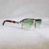 316 Rhinestone 2024 Model Vintage Designer Solglasögon Vit buffelhorn Rimless Men Wood Sun Glasses Metal Frame Nyanser för summa