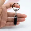 Chakra Hexagon Prism Natural Stone Keychain Key Ring Handbag pendura j￳ias de j￳ias Groad Drop Ship 340041