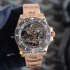 Montres de créateurs R Refit Edition Pirlo Project Lunette en fibre de carbone Cadran squelette automatique 116610 Montre pour homme Bracelet en or rose HWRX remise