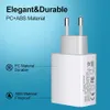 18W PD QC3.0 Väggladdare Snabb laddningstyp C Snabbavgift 3.0 US EU UK Adapter Dual USB-laddare för iPhone 12 11 Pro Max Mini SE XS XR iPad Samusng Xiaomi Smartphone