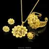 Newest Ethiopian Big Flower Jewelry Set 24K Gold Color Pendant/Necklace/Earrings/Ring/Bangle African Women Wedding Jewelry H1022