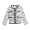 Retro short small Fragrance Jacket Women Autumn Korean fashion French jacket loose tweed temperament top Female 210914