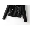 Moto femmes faux cuir vestes hiver noir cool dames PU manteaux mode femme col de fourrure veste filles manteau 210427
