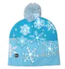 Cartoon Children's Christmas stickade hattar Fall / Winter Caps LED Fur Ball Caps med lampor