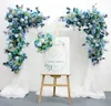 Пользовательские свадебные реквизиты арки фона вечеринка декор событий искусственный цветок ряд шелковый синий белый открытый лужайкий фальшивка 210706