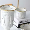 Rux Storkshop Nordic Face Proups Designs Мраморная керамическая ваза Цветочный горшок Gold Home Украшения Инструменты 210623