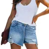 Kvinnor Rippade Jeans Shorts Sexig Fast Färg Sexig Bomull Blandning Broken Hole Attraktiv Fritid Till Strand Sommar 210714