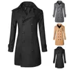 Men's Wool & Blends Men Lapel Double Collor Woolen Overcoat Winter Trench Coat Breasted Warm Tops Jacket Formal Outwear Viol22