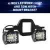 Arbetslampa 4 tums LED-arbete Bar + Bogsering Hitch Mount Fäste Truck Trailer SUV Pickup Off-Road Backup Reverse Driving Lamp