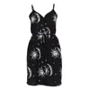 Kobiety Mini Dress Street Girl Sun Księżyc Drukowane Dorywczo Osobowość Paski Low Neck Vintage Letnia Party Sukienka 210422