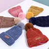 Casquettes enfants enfants hiver chaud bonnet chapeau longue écharpe gants ensemble velours tricot peluche doublé solide pompon crâne casquette