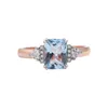 925 Sterling Silver Wedding Rings Gemstone Blue Topaz Rose Gold Plated For Women Luxury Elegant Fine Jewelry Unusual Accessories 220210