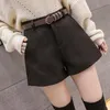 Winter Thicken Warm Shorts Women Casual High Waist Button Streetwears Office Lady Elegant Wild Korean 2021 Women's