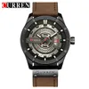 Lyxklocka Märke CURREN Män Militära sportklockor Herr Quartz Dateklocka Man Casual Läder Armbandsur Relogio Masculino