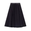 Mid-Length Kjol Kvinnor Höst Mode Elegant Kausal Streetwear Goth High Waist A-Line Black Vintage Harajuku Gothic Skirt 210417