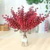 Bacca artificiale Bacche rosse finte ciliegia 4 colori Stame di fiori di Natale Per la casa Decorazione natalizia di Capodanno Y0630