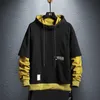 Hoodie Sweatshirt Mens Hip Hop Pullover Hoodies Streetwear Casual Fashion Clothes ColorBlock Hoodie Bomull 211106