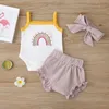 夏の子供の服セット赤ちゃんの女の子サスペンダー綿衣装ロンパーストップス+ショートパンツ+ショートパンツ＆Set ZYY896