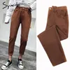 high waist jeans woman harem jeans Pink beige brown black plus size 32 mom pants jeans for women spring elastic waist 210417