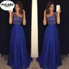 Casual Dresses One Shoulder Elegant Royal Blue Scoop Lace Satin Long for Wedding Party Summer Prom Evening Gowns Maxi Vestidos