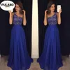 vestido de vestidos de noite azul royal