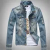 Vestes pour hommes printemps automne revers veste en jean lavé grande taille trou cowboy jean léger couche de finition