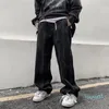 Männer Jeans 2022 Frühling Herbst Streetwear Baggy Männer Koreanische Mode Lose Gerade Breite Bein Hosen Männliche Kleidung Schwarz