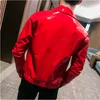 Shiny Leather Jacket Mens Stage Costume Red Black Brown Nightclub Club Mens Leather Jacket Solid Color Slim Mens Jacket Coats