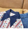 Girls' long-sleeved shirt spring children's clothing little girl retro floral kids clothes 210515