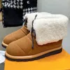 Zimowe nowe buty śniegowe Kobiety wełna kołnierzowe Ciepłe koronki w górę kostki Boot Wygodne Płaski Plus Bawełniane Buty Marka Design Panie