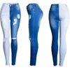 moda outono inverno mulheres pancil jeans estiramento buraco splice plus tamanho 4xl feminino denim hight cintura azul calças 211129