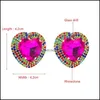 Orecchini per borchie Gioielli Colorf Crystal Love Heart Luxury Sinestone Dichiarazione in perline Rhinestone Girls Party Ear Drop Delivery 2021 Mkmi7