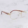 Wyczyść Okulary Ramki Trendy Okulary Drewniane Metalowe Przezroczyste Okulary Ramki Vintagsun Odcienie Wypełnij receptę francuski