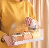 Scatola per imballaggio trasparente per rotoli di torta con manico Scatola per torta di formaggio in plastica trasparente ecologica da forno Scatola per rotoli svizzeri SN4341