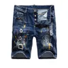 Homens Pintados Denim Shorts Calças de Jeans Bolso de Verão Grande Tamanho Casual Afligido Buracos Slim Fit Calças Curtas Calças Dy1112