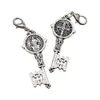 Antik silver katolicism Benedict Medal Cross SmqLivb Key Alloy Loose Beads Clasp European Lobster Trigger Clip på charm C1686 55.3x16.4mm