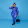 Plus Size Kobiety Odzież Pu Dwa Kawałki Zestawy Office Lay Long Rękaw Top Spodnie Solidne stroje Moda Hurtownie Drop 211023