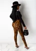 Sexy High Waist Suspender Long Pants Overalls Women Leopard Printed Solid Bodycon Pencil Club Trousers Female Women's & Capris